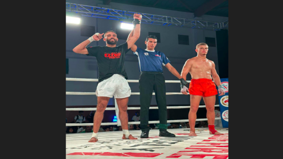 البطل حميد مدثير يتألق وينتصر على البطل التونسي بالضربة القاضية